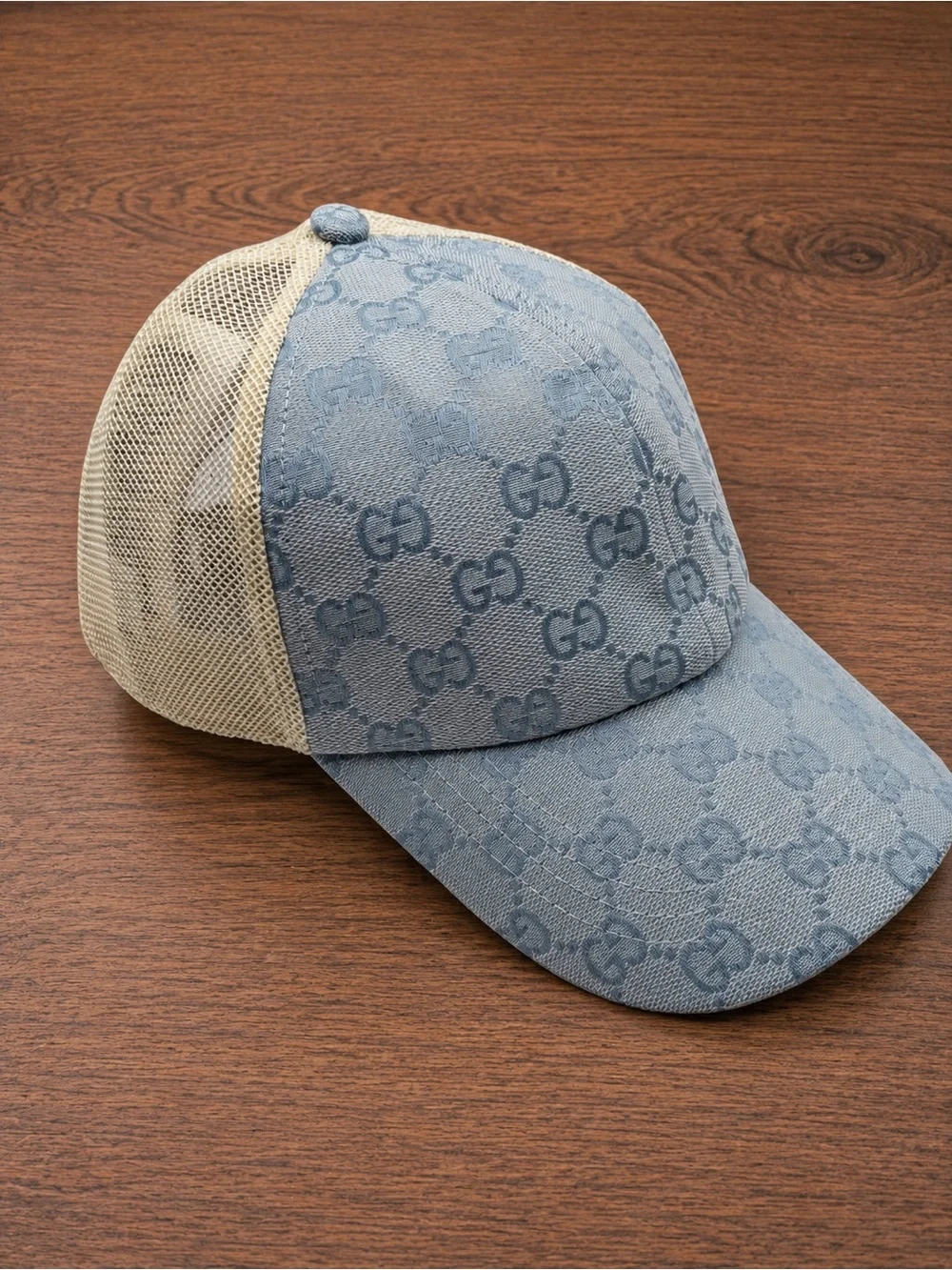 Gucci GG Monogram Mesh Back Baseball Cap Blue - Size M